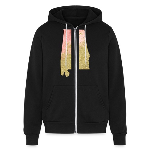Alabama State Watercolor in Peach and Gold - Bella + Canvas Unisex Full Zip Hoodie