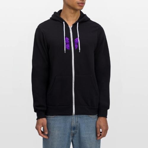 Neon Purple Butterfly - Unisex Full Zip Hoodie