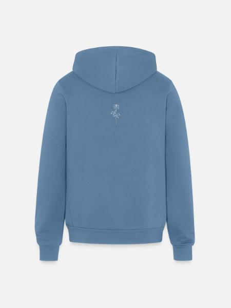 Minimalist Rose Line Art - Unisex Full Zip Hoodie - steel blue