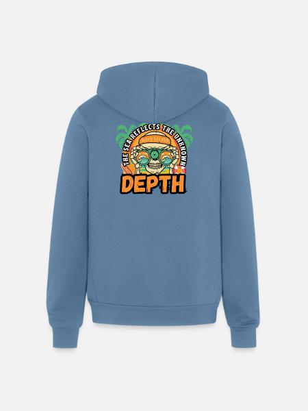 Depth Wave Seeker Skull - Unisex Full Zip Hoodie - steel blue