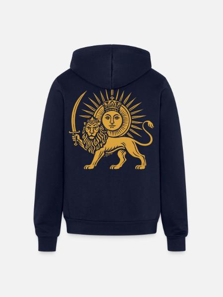 Solar Crowned Lion Emblem - Unisex Full Zip Hoodie - navy