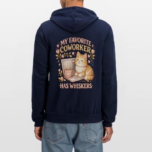 My Favorite Coworker Has Whiskers Faux Stitched - Unisex Full Zip Hoodie