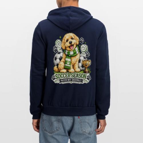 Soccer Season With My Doodle Goldendoodle Dog - Unisex Full Zip Hoodie