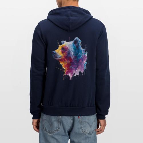 Watercolor Bear Portrait - Unisex Full Zip Hoodie