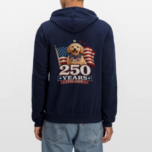 America 250 Dog Mom Goldendoodle - Unisex Full Zip Hoodie