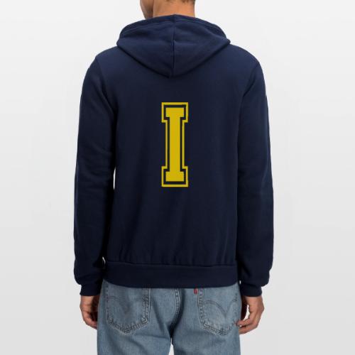 Letter I – Capital Athletic Alphabet Monogram - Unisex Full Zip Hoodie