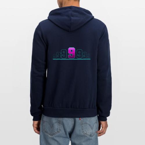 Number 9 in Magenta: Varsity Font - Unisex Full Zip Hoodie