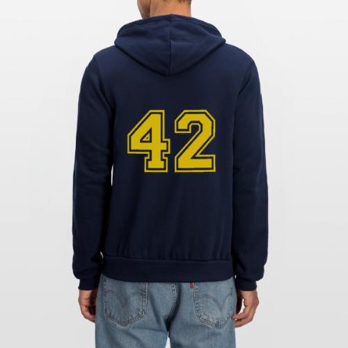 Number 42 in a classic athletic collegiate font - Unisex Full Zip Hoodie