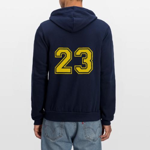 Number 23 in a classic athletic collegiate font - Unisex Full Zip Hoodie