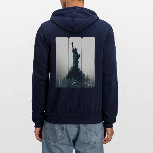 USA: Liberty Rising Over Manhattan - Unisex Full Zip Hoodie