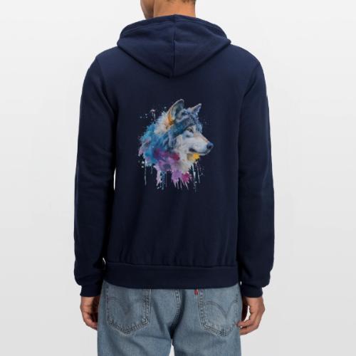 Splash-Art Wolf Head - Unisex Full Zip Hoodie