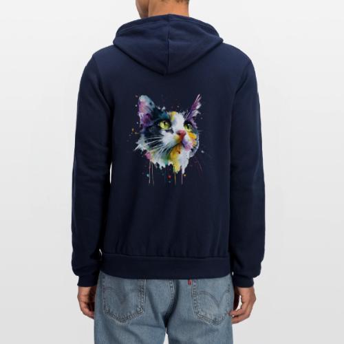 Cat: Painted Purr Expression - Unisex Full Zip Hoodie