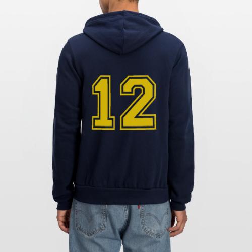 Number 12 in a classic athletic collegiate font - Unisex Full Zip Hoodie