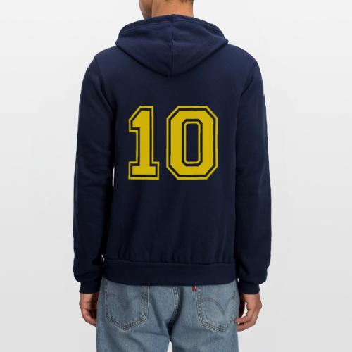 Number 10 in a classic athletic collegiate font - Unisex Full Zip Hoodie