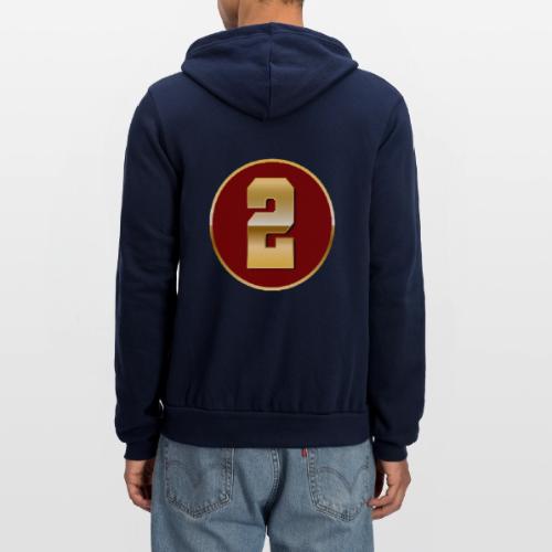 Number 2 in Gold Varsity Font - Unisex Full Zip Hoodie
