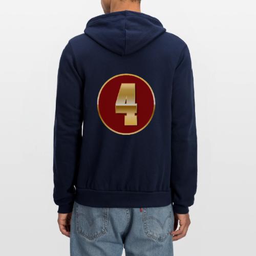 Number 4 in Gold Varsity Font - Unisex Full Zip Hoodie