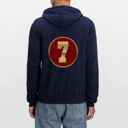 Number 7 in Gold Varsity Font - Unisex Full Zip Hoodie