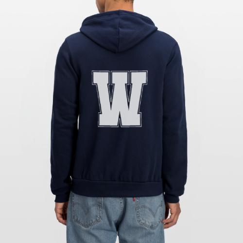 White Letter W – Varsity Alphabet Monogram - Unisex Full Zip Hoodie
