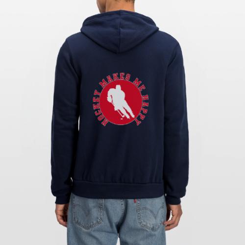 Hockey Makes Me Happy – Ice Hockey Fan Emblem - Unisex Full Zip Hoodie