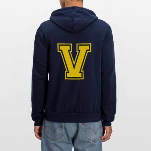 Letter V – Capital Athletic Alphabet Monogram - Unisex Full Zip Hoodie