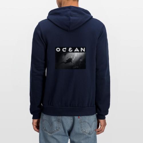 Ocean: Monochrome descent of a scuba diver - Unisex Full Zip Hoodie