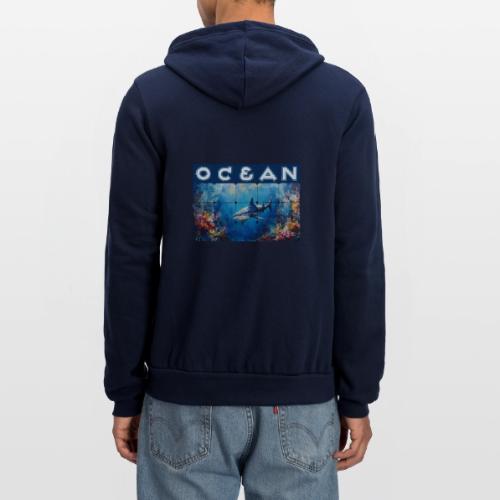 Ocean: Synthwave Shark - Unisex Full Zip Hoodie
