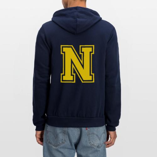 Letter N – Capital Athletic Alphabet Monogram - Unisex Full Zip Hoodie