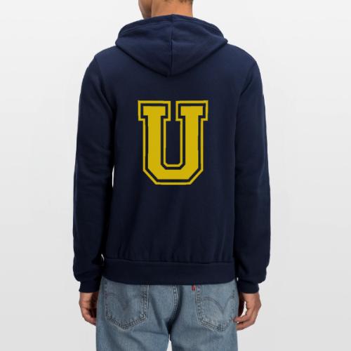 Letter U – Capital Athletic Alphabet Monogram - Unisex Full Zip Hoodie