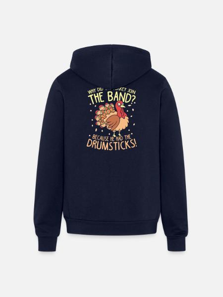 Thanksgiving Turkey Band Drumsticks - Unisex Full Zip Hoodie - navy