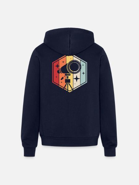 Stargazing Space Telescope - Unisex Full Zip Hoodie - navy