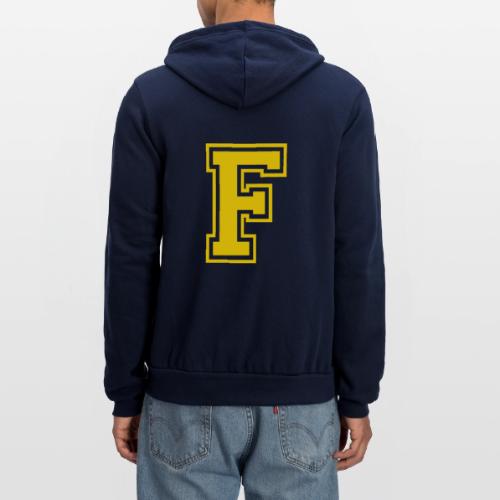 Letter F – Capital Athletic Alphabet Monogram - Unisex Full Zip Hoodie