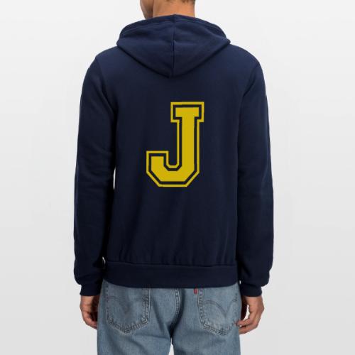 Letter J – Capital Athletic Alphabet Monogram - Unisex Full Zip Hoodie