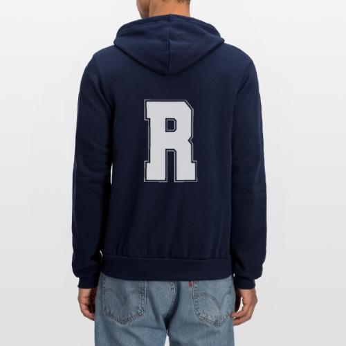 White Letter R – Varsity Alphabet Monogram - Unisex Full Zip Hoodie
