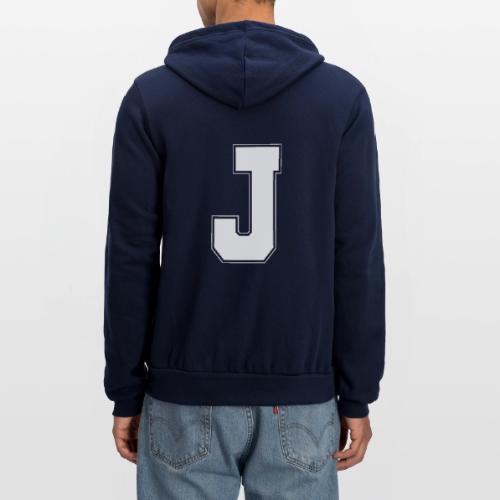 White Letter J – Varsity Alphabet Monogram - Unisex Full Zip Hoodie