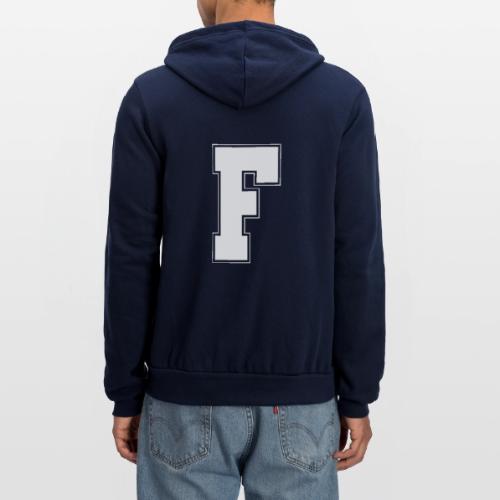 White Letter F – Varsity Alphabet Monogram - Unisex Full Zip Hoodie