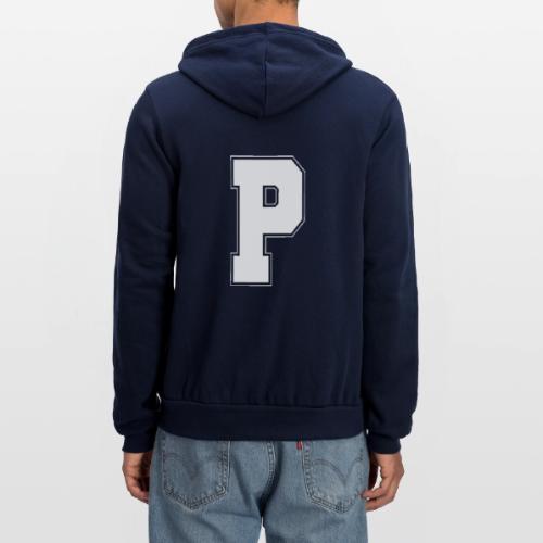 White Letter P – Varsity Alphabet Monogram - Unisex Full Zip Hoodie