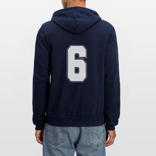 White Number 6 – Varsity Font - Unisex Full Zip Hoodie