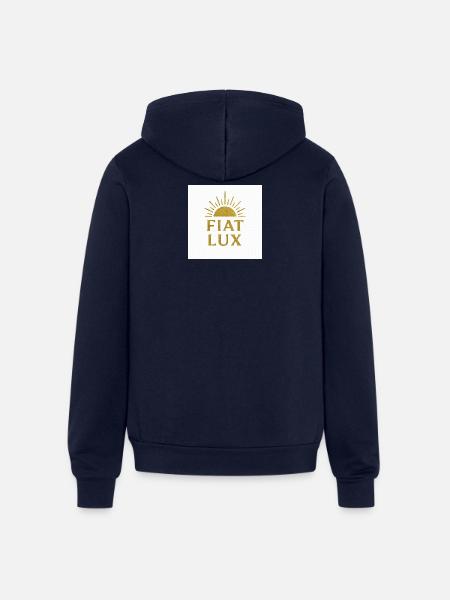 Fiat Lux Gold Sunburst Logo - Unisex Full Zip Hoodie - navy