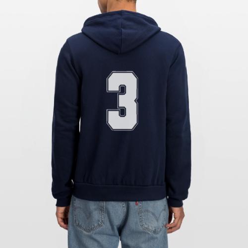 White Number 3 – Varsity Font - Unisex Full Zip Hoodie