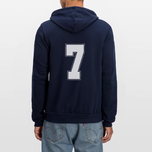 White Number 7 – Varsity Font - Unisex Full Zip Hoodie