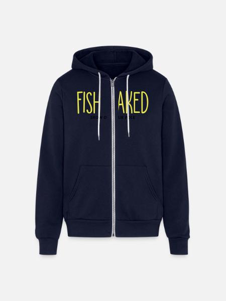Fish Naked Show Off Your Pole - Unisex Full Zip Hoodie - navy