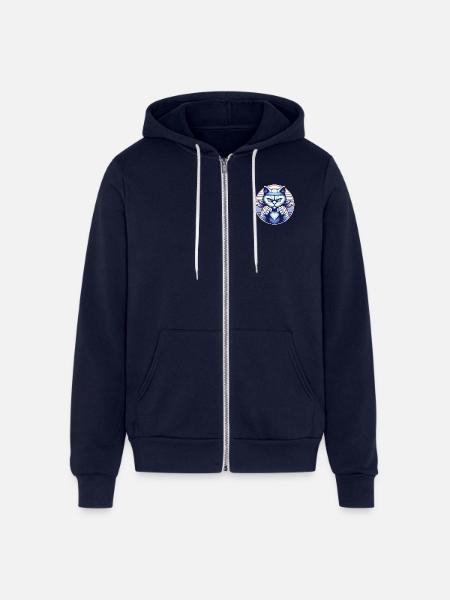 Fighting Angry Blue Cat - Unisex Full Zip Hoodie - navy