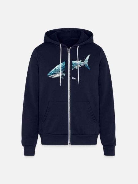 shark - Unisex Full Zip Hoodie - navy