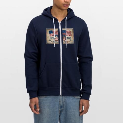 USA 250th Anniversary Flags Emblem - Unisex Full Zip Hoodie