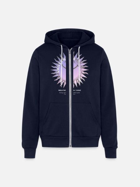 SmileyWorld Smiling Sun In Purple - Unisex Full Zip Hoodie - navy