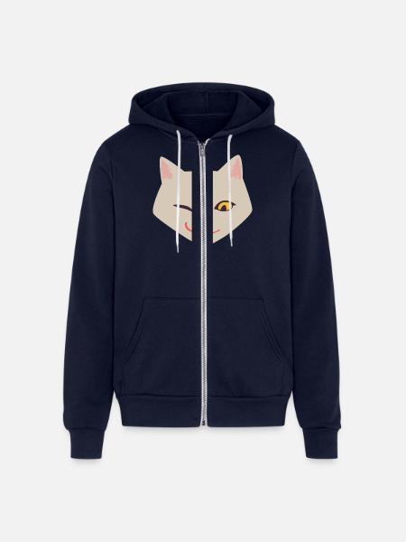Cat Face Funny - Unisex Full Zip Hoodie - navy