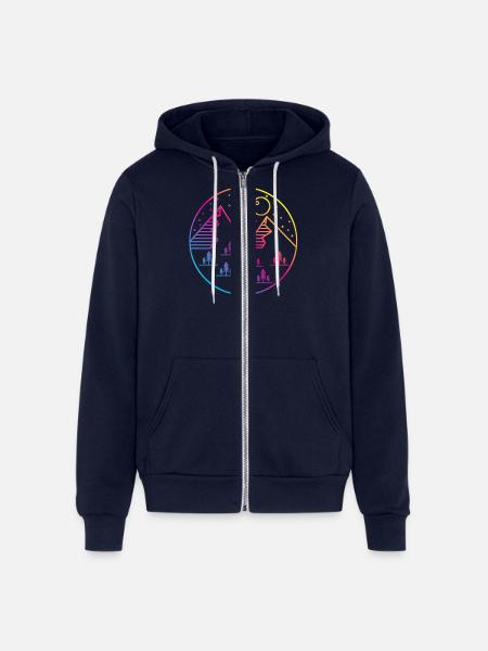 PNW Under the Stars - Unisex Full Zip Hoodie - navy