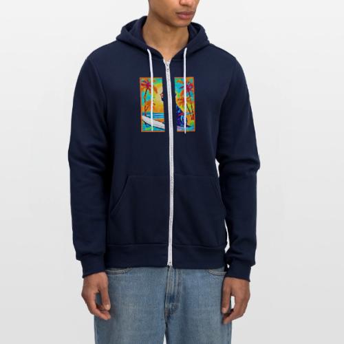 Surfing Pooch: Beach Sunglasses - Unisex Full Zip Hoodie