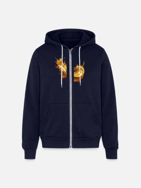 Golden Liquid Splash Art - Unisex Full Zip Hoodie - navy