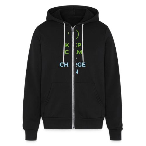 Keep calm and charge on - Unisex Full Zip Hoodie